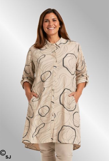 Beige tunika med print, G242024
