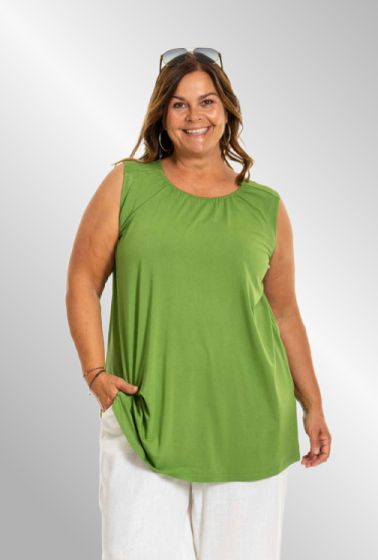 Oliven grøn viskose top, Beate 243058
