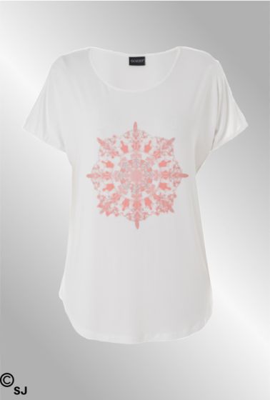 Hvid Gitte t-shirt med koral print, G243072