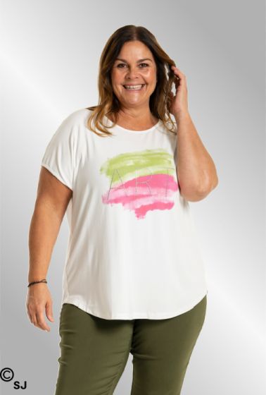 Hvid Gitte t-shirt medlime/pink print, G244064