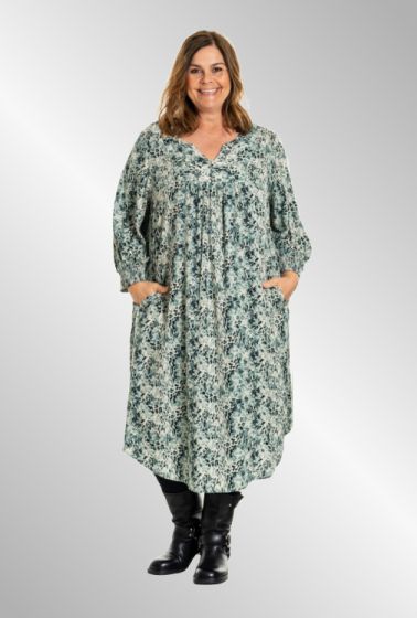 Grøn printet kjole, G251005
