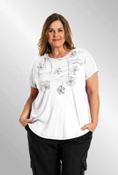 Hvid Gitte t-shirt med print, G251020