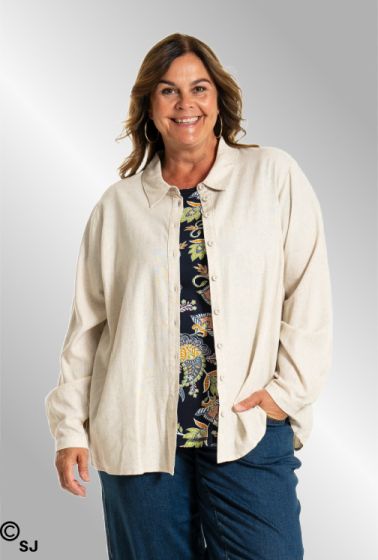 Hvid viskose/hør skjorte, G252026