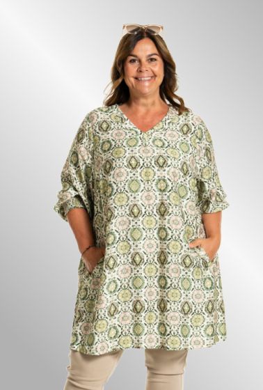 Grøn printet tunika, G252052