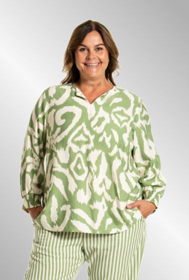 Grøn printet bluse, G252061
