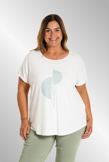 Gitte T-shirt i hvid med grafisk print, G253023