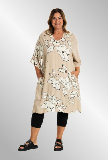 Beige kjole med blomsterprint, G253048
