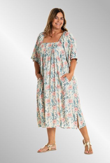 Lang kjole i smukt sommerprint, 253052