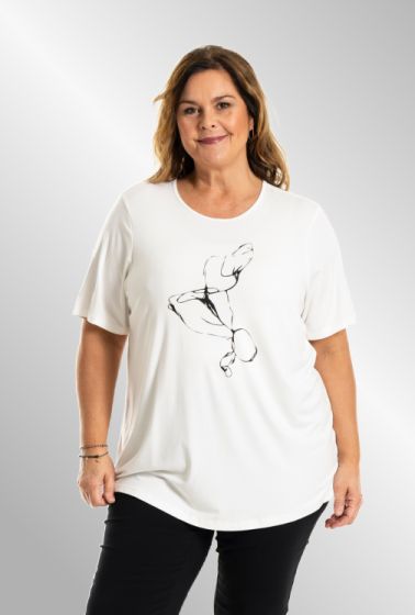 Hvid t-shirt med print Gitte, G254049