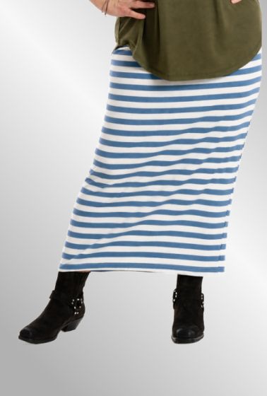 Lang blå stribet nederdel, G254059