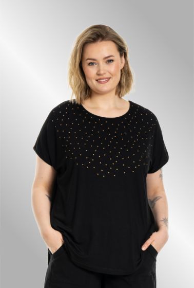 Sort Gitte t-shirt med guld prikker, G256067