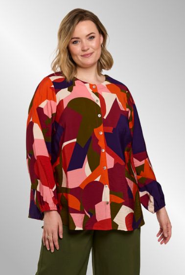 Rød/ grøn / lilla print skjorte, Gozzip 261010