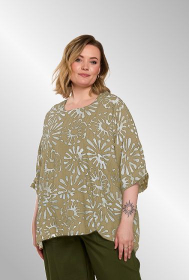 Beige oversize bluse m. print, 261027