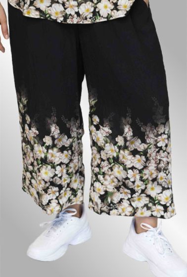 Sort print buks med blomster nederst, 262055