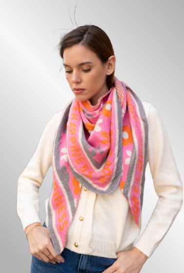  Pink orange strik tørklæde/sjal, 2697