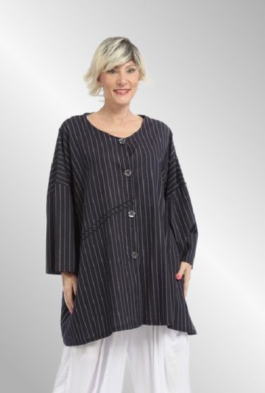 Mørkeblå hørjakke, AKH6794 Beleza