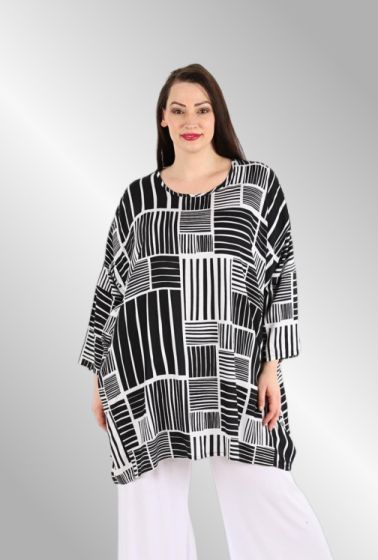 Sort / hvid grafisk tunika AKH 9609