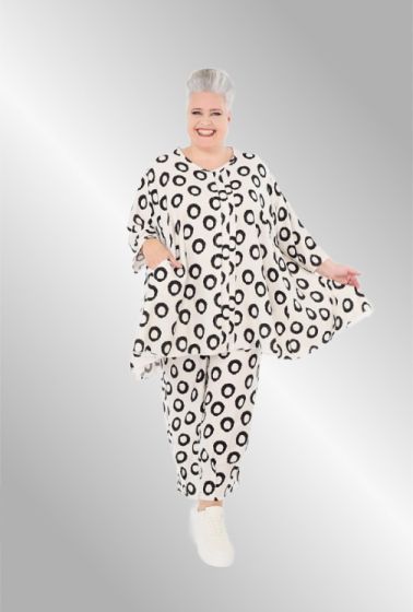 Råhvid print tunika AKH 7069