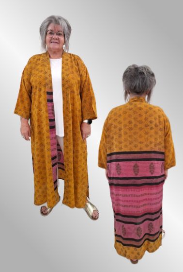 Gylden silke kimono, Wauw, lang 408