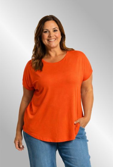 Ensfarvet T-Shirt fra Gozzip, orange, Gitte 9905