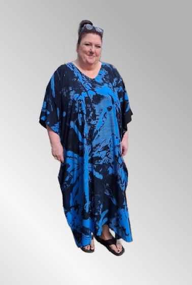 Viskose Kaftan, blå, 6206-2301