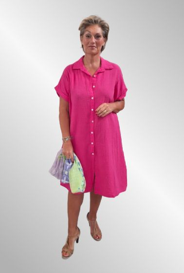 Pink bomulds skjorte kjole / cardigan, Betty XUI