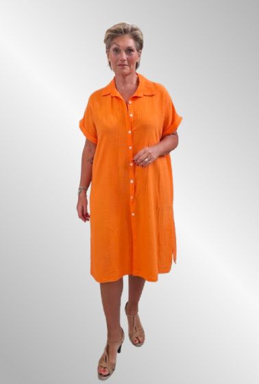Orange bomulds skjorte kjole / cardigan, Betty XUI