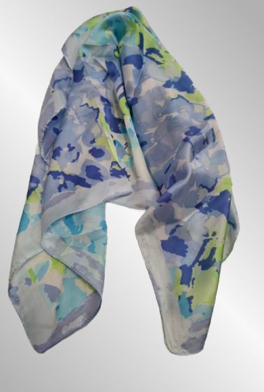 Firkantet tørklæde blå grøn, silkelook 14987