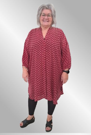 Bordeaux silke skjorte / kaftan, Relove, Unika