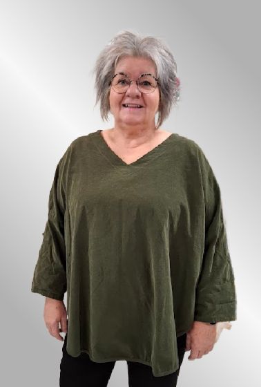 Army grøn fløjls bluse, TF25124b