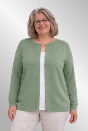 Grøn cardigan med "sømandsbobler" Gerly.