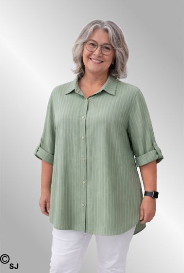 Grøn viskose skjorte, D Style 21123