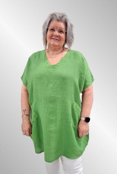 Grøn hør tunika Yrsa