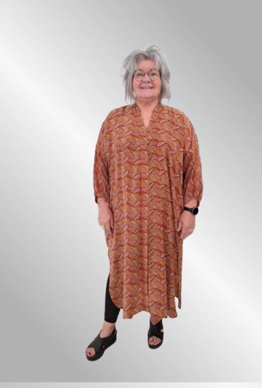 Gylden silke skjortekjole / kaftan, Relove, Unika