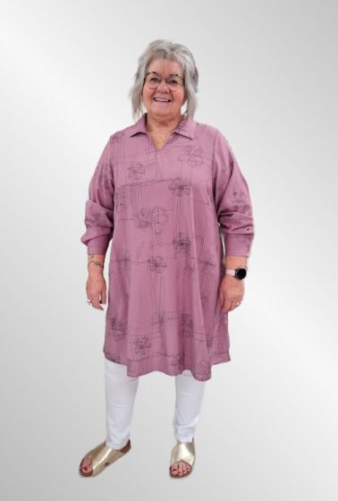 Lilla tunika med grafisk blomsterprint, G251007