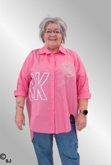 Pink oversize skjorte med print, M175