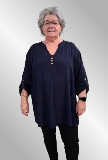 Mørkeblå viskose tunika/skjorte, 25365