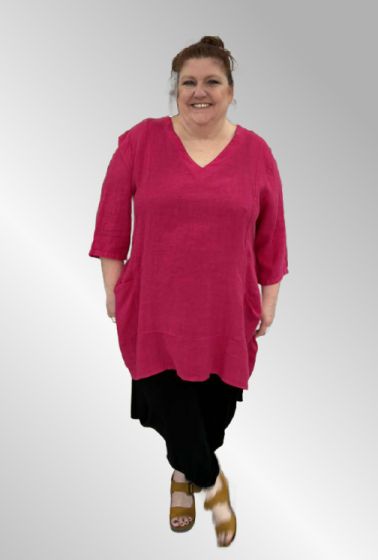 Mørk pink hør tunika, Nava