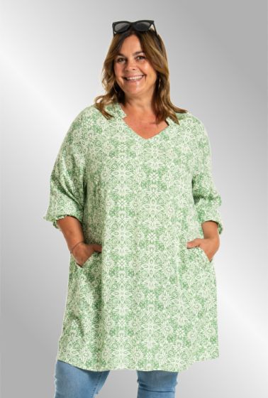 Grøn printet tunika, Betina G252049