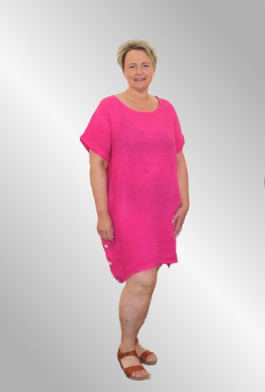 Ensfarvet pink hør kjole, Petrine