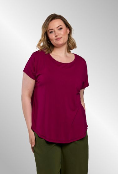 Ensfarvet T-Shirt fra Gozzip, Raspberry, Gitte 9905