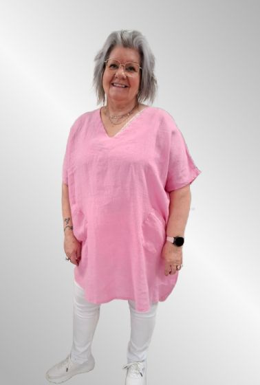 Rosa hør tunika Yrsa