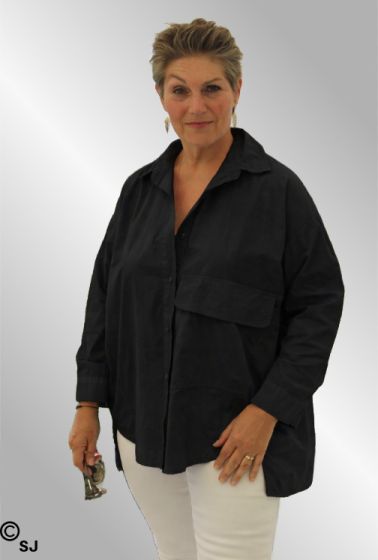 Sort bomuldsskjorte, 10356 Tokyo Cabana Living