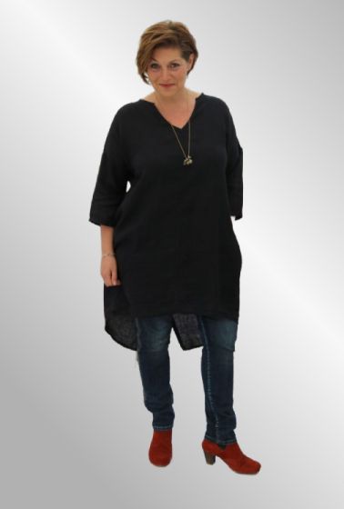 Mørk blå tunika / kjole i hør, Nete