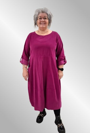 Fuxia farvet fløjls kjole, TF24216a