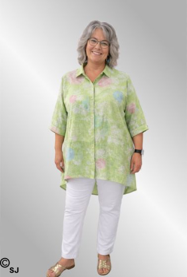 Lime bomulds skjorte med print, Lulo 3359