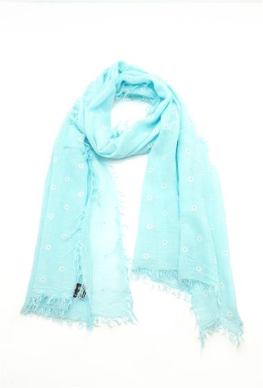 Tørklæde, turkis daisy 2232