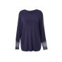 Navy T-shirt med blonde ærme G236003