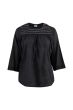 Sort bomuldsbluse med smock, G251033