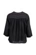Sort bomuldsbluse med smock, G251033